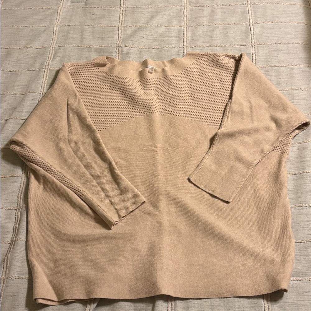 Vila Milano Light Tan Knit Top-slight dolman 3/4 length sleeve